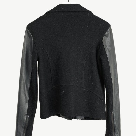 Line the Label Black Boiled Wool & Leather Moto Jacket - Picture 2 of 10